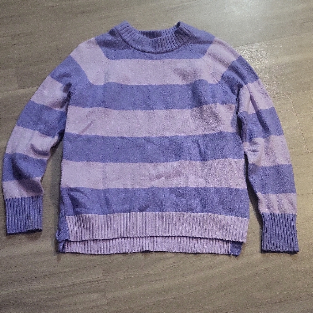 Striped Crewneck Sweater in Lavender and Lilac